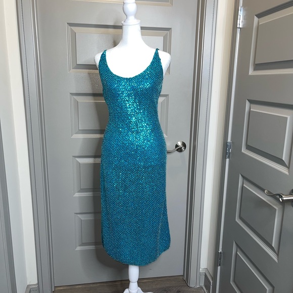 Gene shelly's Dresses & Skirts - GENE SHELLY'S Elegant Teal Sequin Dress